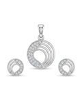 925 Sterling Silver Harmony Wave Circle Pendant Set with Earrings