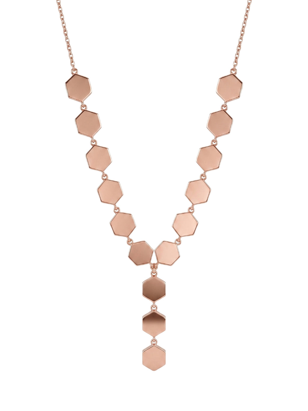 925 Sterling Silver Geometric Hexagon Drop Necklace For Women
