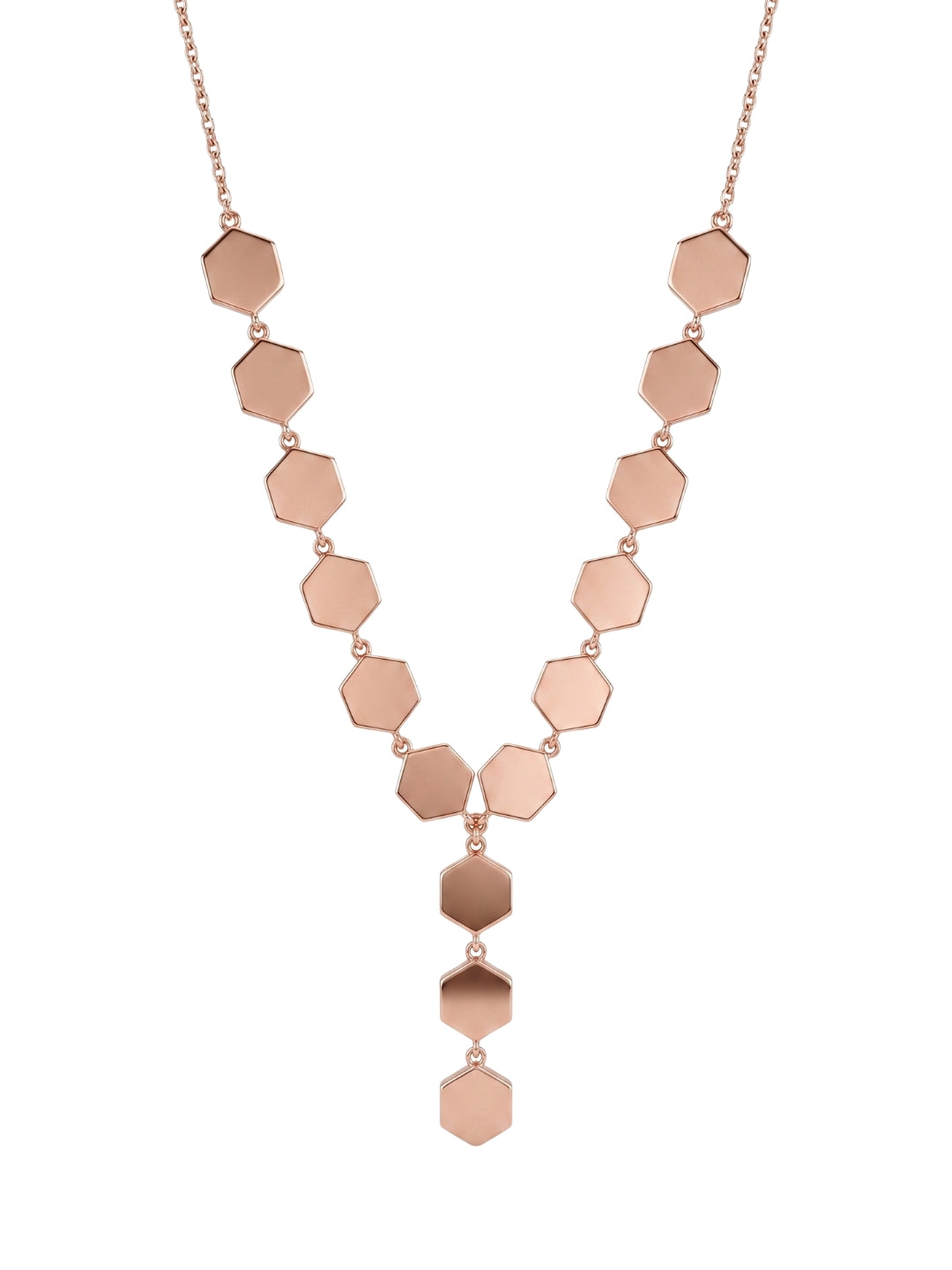 925 Sterling Silver Geometric Hexagon Drop Necklace For Women