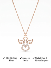 925 Sterling Silver Heart Angel Pendant Necklace for Women