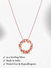 925 Sterling Silver Aurora Mosaic Halo Necklace For Women