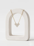 925 Sterling Silver Golden Diamond Heart Cluster Necklace for Women