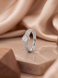 925 Sterling Silver Pear Cut Halo Pavé Ring for Women