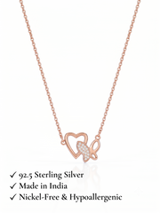 925 Sterling Silver Butterfly Heart Necklace for Women