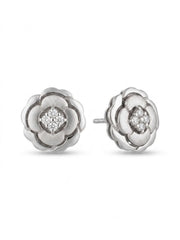 925 Silver Rose Bloom Stud Earrings for Women