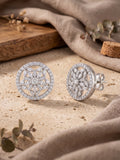 925 Silver Earrings Floral CZ Stud Earrings for Women