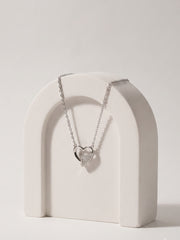 925 Sterling Pure Silver Radiant Pavé Heart Necklace for Women