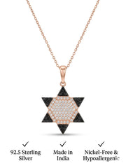 925 Sterling Silver Hexagram CZ Pendant Necklace for Women