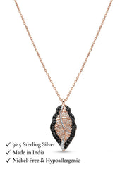 925 Sterling Silver Midnight Leaf Elegance Necklace for Women