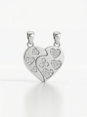 925 Sterling Silver Sparkling Multi-Heart Couple Pendant Without Chain