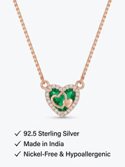 925 Sterling Silver Emerald Heart Necklace for Women