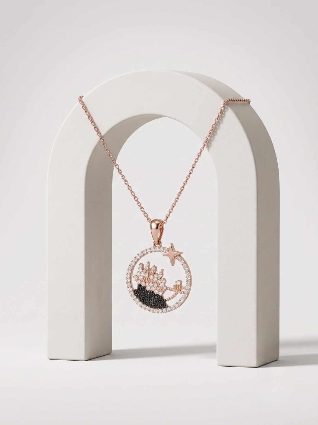 925 Sterling Silver Rose Gold Fairy Garden Necklace for women