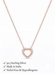 925 Sterling Silver Double Heart CZ Halo Necklace for Women