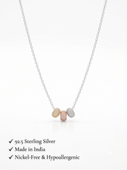 925 Sterling Silver Tri-Color Pavé CZ Bead Pendant Necklace for Women