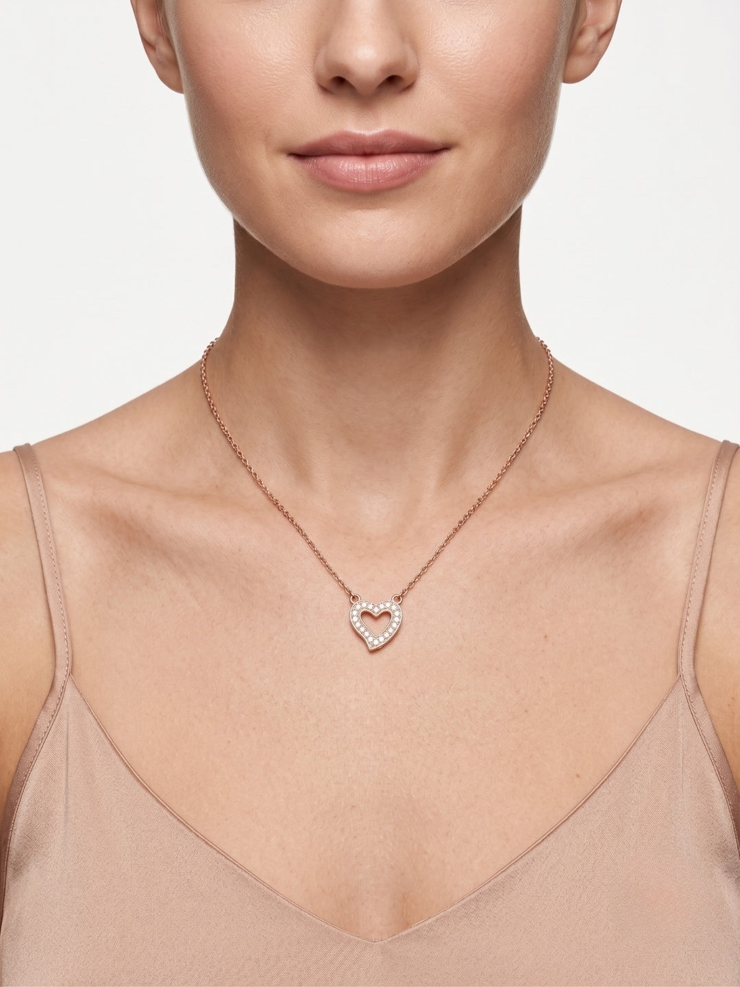 925 Sterling Silver Sparkling Heart Charm Necklace for Women