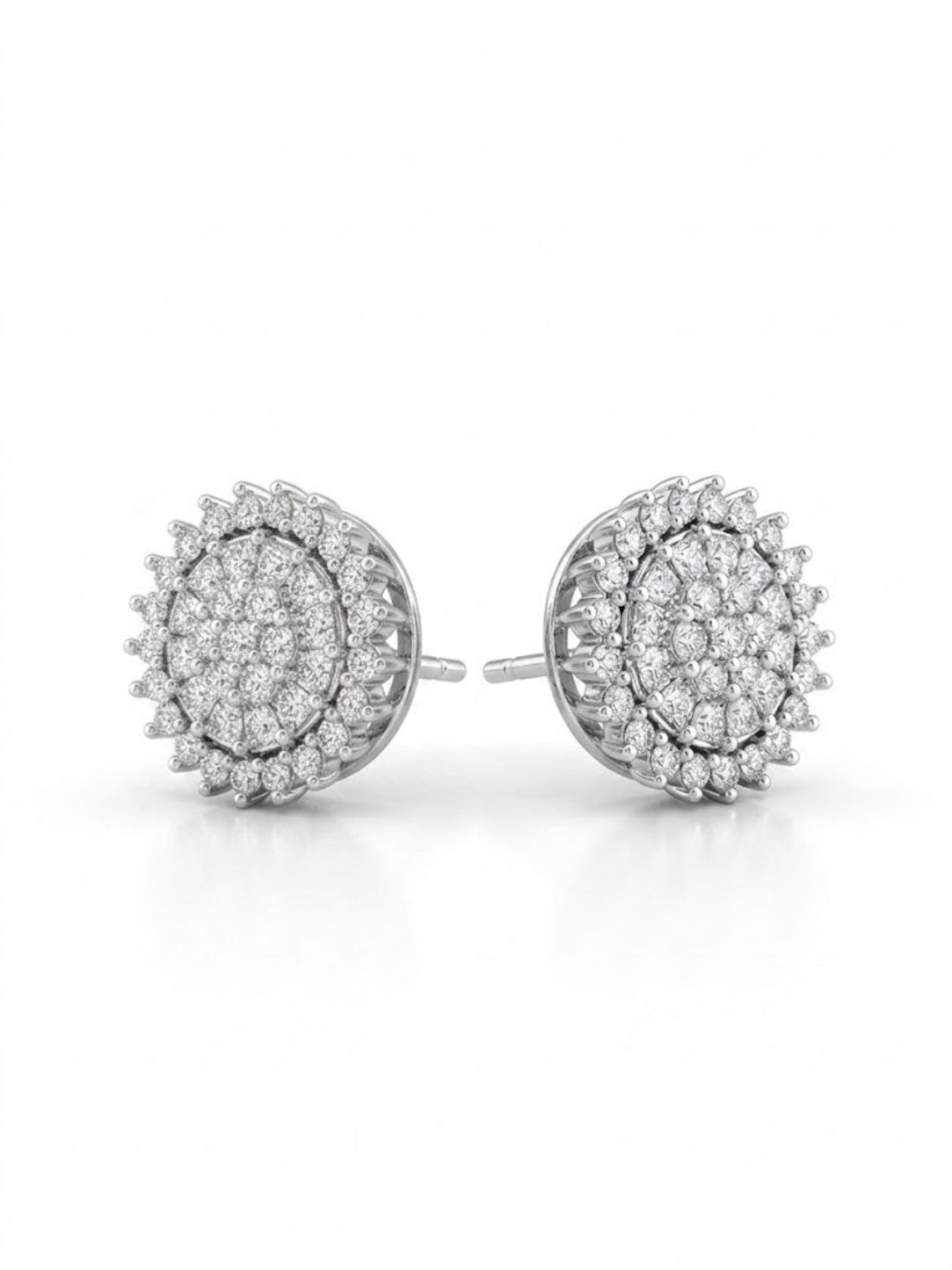 925 Silver Sunburst Sparkle Stud Earrings for Women