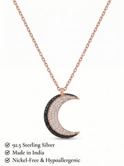 925 Sterling Silver Midnight Lunar Crescent Pendant Necklace for Women
