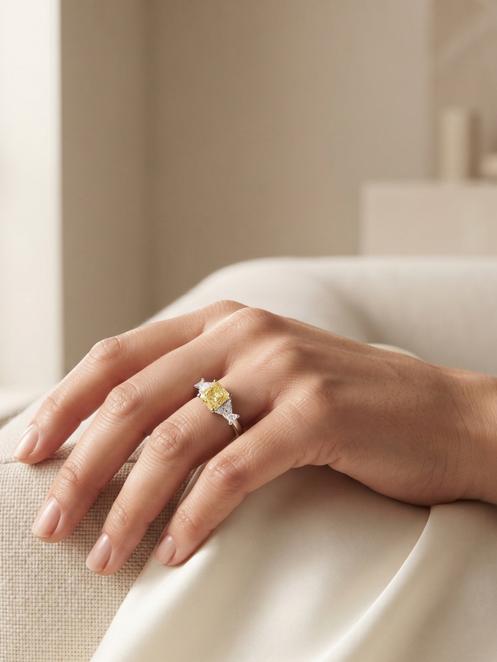 925 Silver Golden Princess Solitaire Ring for Women