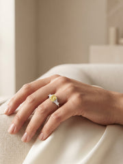 925 Silver Golden Princess Solitaire Ring for Women