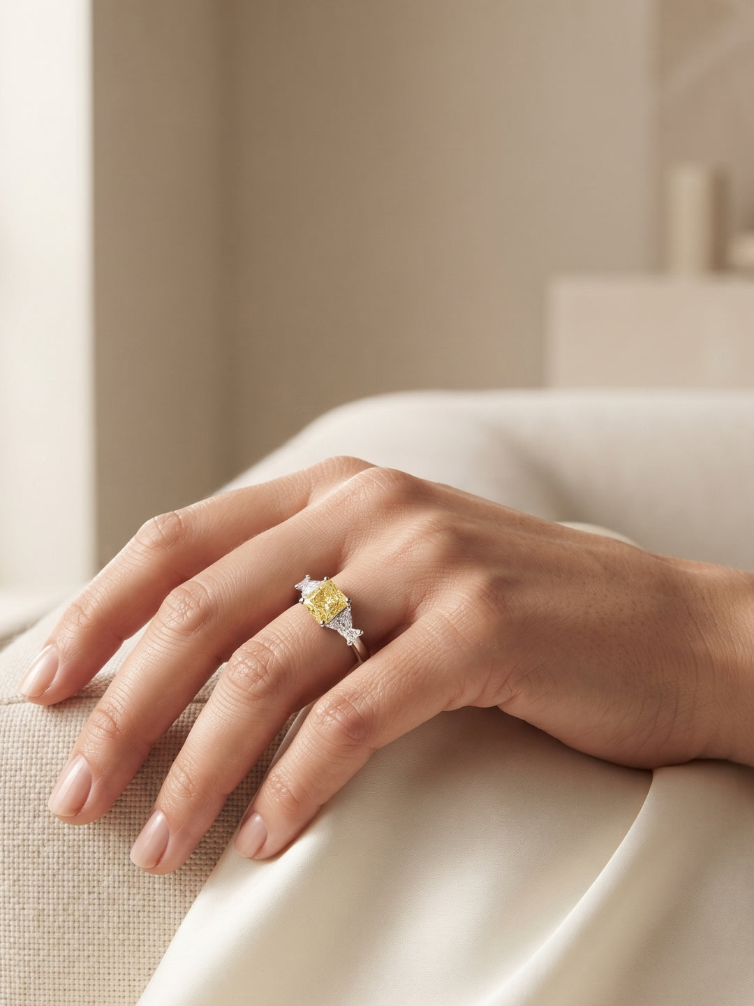 925 Silver Golden Princess Solitaire Ring for Women