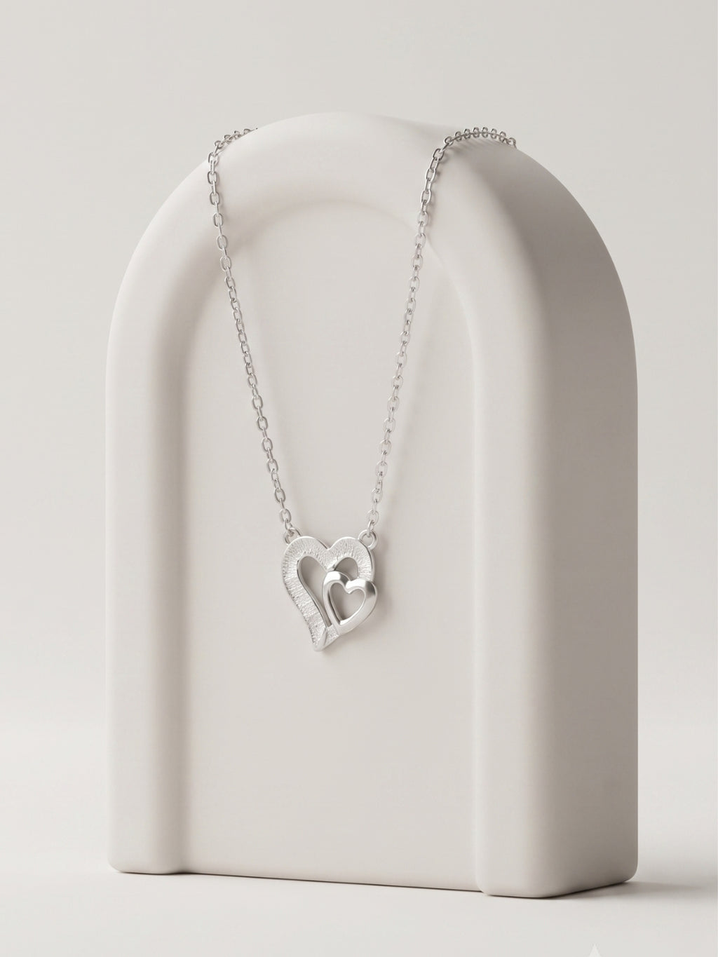 925 Silver Eternal Pure Double Heart Necklace for Women