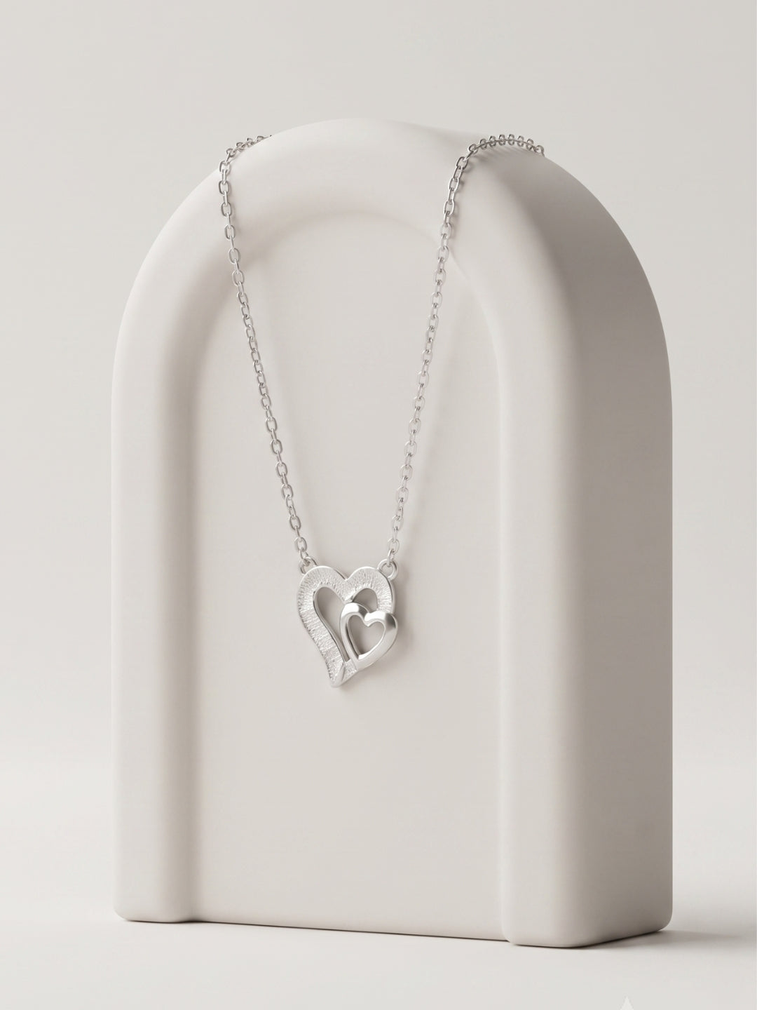 925 Silver Eternal Pure Double Heart Necklace for Women