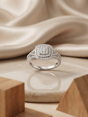 925 Silver Infinity Halo Diamond Ring for Women