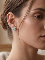925 Silver Heart Sparkle Stud Earrings for Women