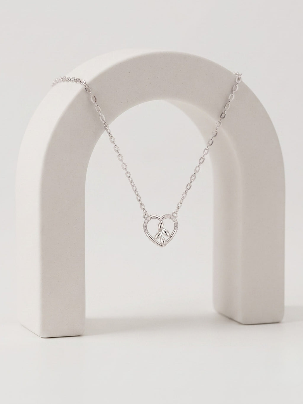 925 Silver Enchanted Leaf Heart Necklace for Women