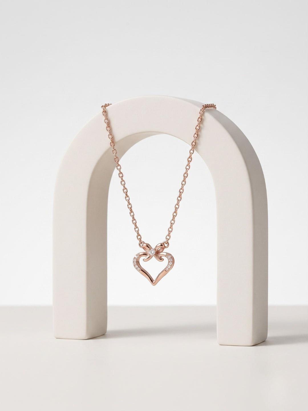 925 Sterling Silver Bow Heart Necklace for women