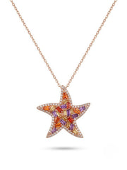 925 Sterling Silver Aurora Sea Star Gemstone Necklace For Women