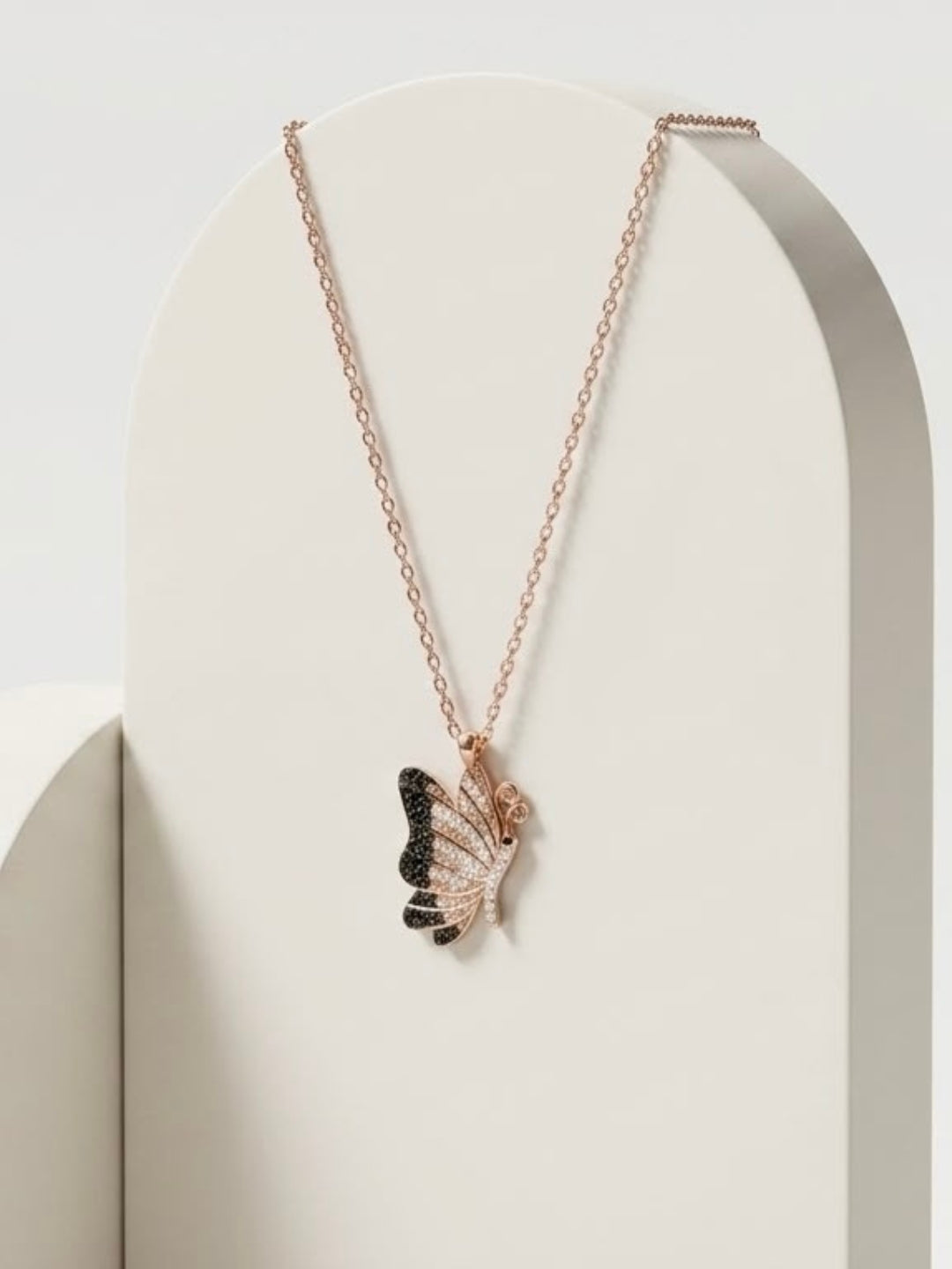 925 Sterling Silver Black Butterfly Pendant Necklace for Women