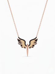 925 Sterling Silver Rose Gold Angel Wings Pendant Necklace for Women
