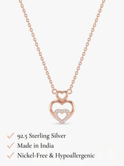 925 Sterling Silver Twin Hearts of Love Pendant Necklace for Women