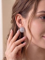 925 Silver Earrings Sparkle Flower Studs for Women