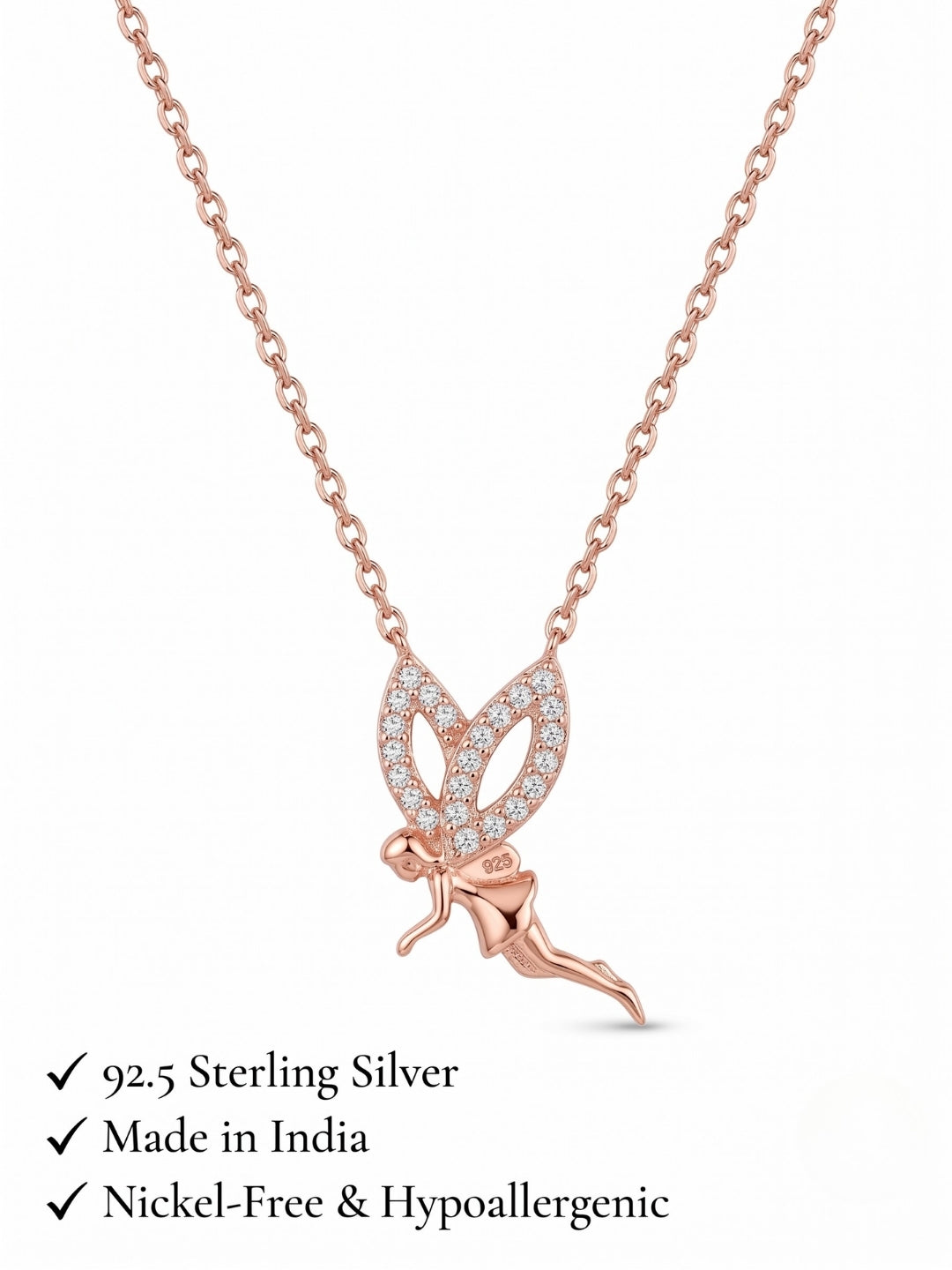 925 Sterling Silver Enchanted Pixie Wings Necklace for Women