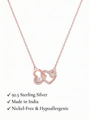925 Sterling Silver Eternal Bond Interlocking Hearts Necklace for Women