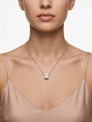 925 Sterling Silver Chevron CZ Geometric Pendant Necklace for Women