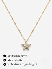 925 Sterling Silver Golden Celestial Star Necklace for Women