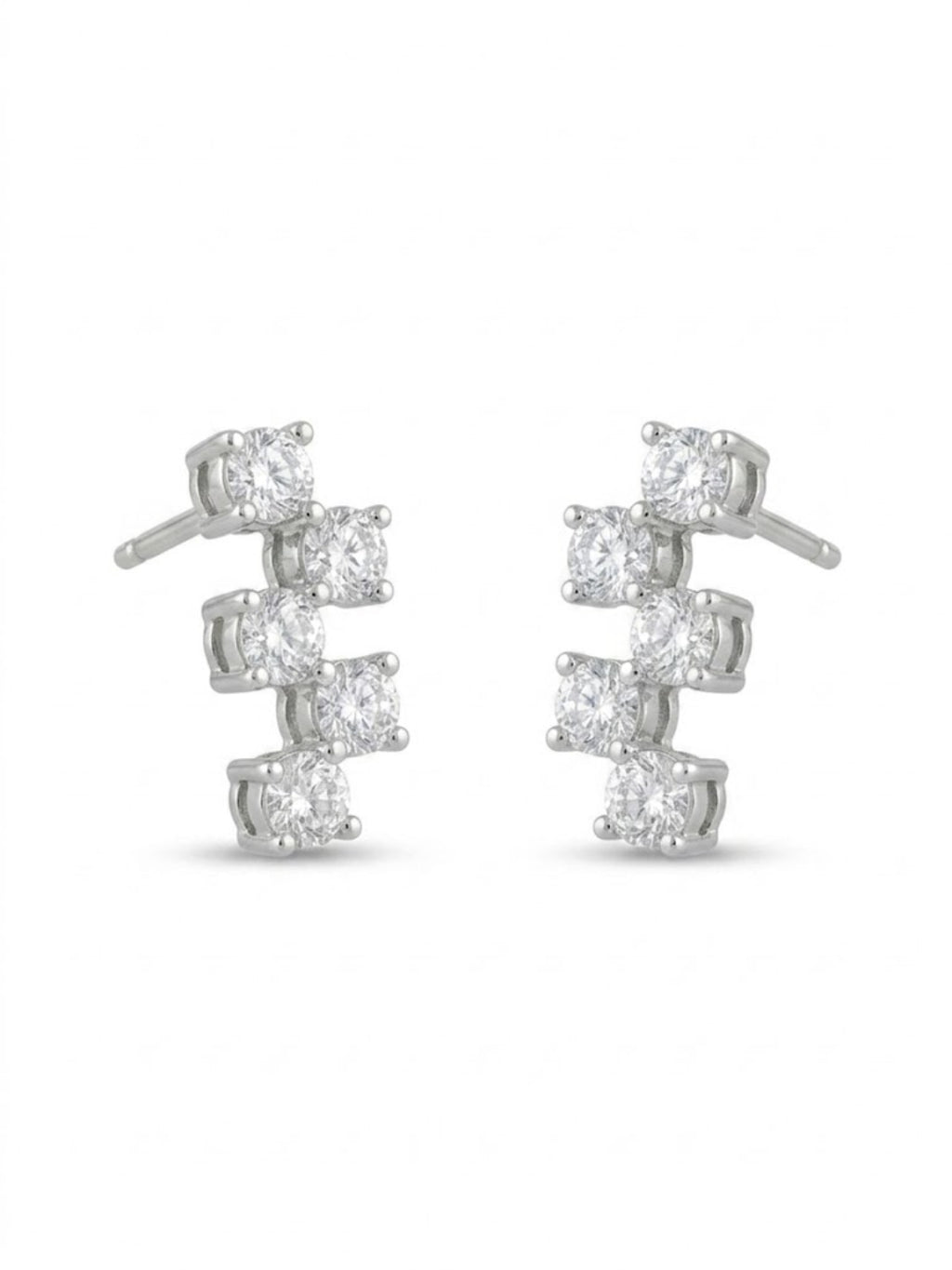 925 Silver Sparkle Curve Stud Earrings for Women