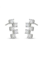 925 Silver Sparkle Curve Stud Earrings for Women