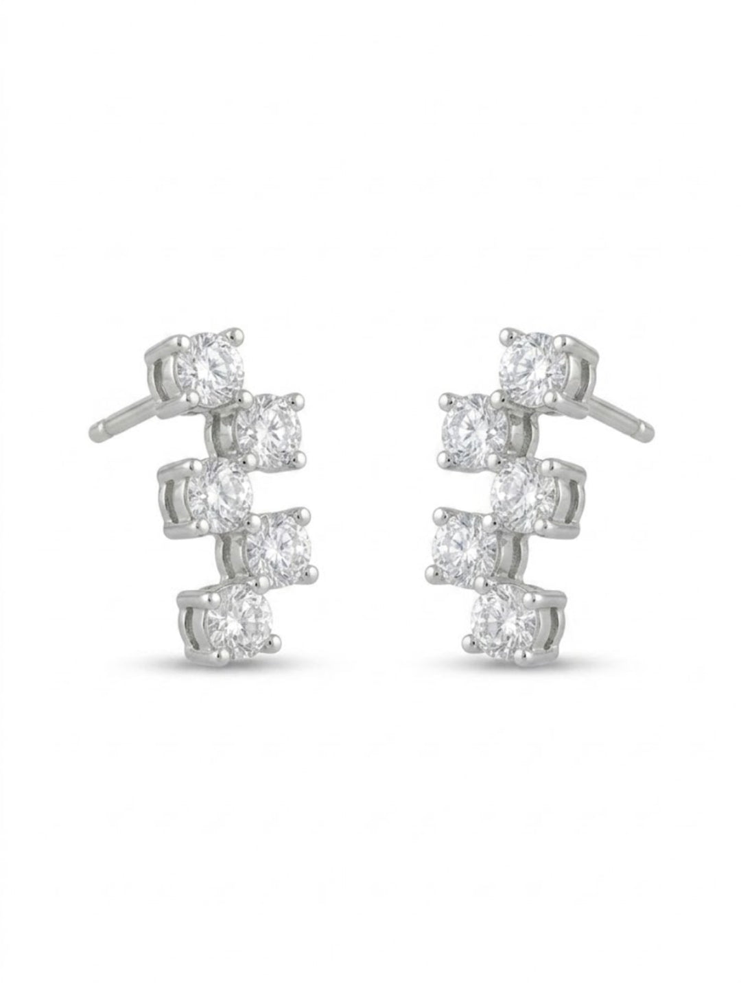 925 Silver Sparkle Curve Stud Earrings for Women