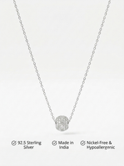 925 Sterling Silver Pave CZ Sphere Pendant Necklace for Women
