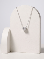 925 Sterling Silver Baguette CZ Barrel Pendant Necklace for Women