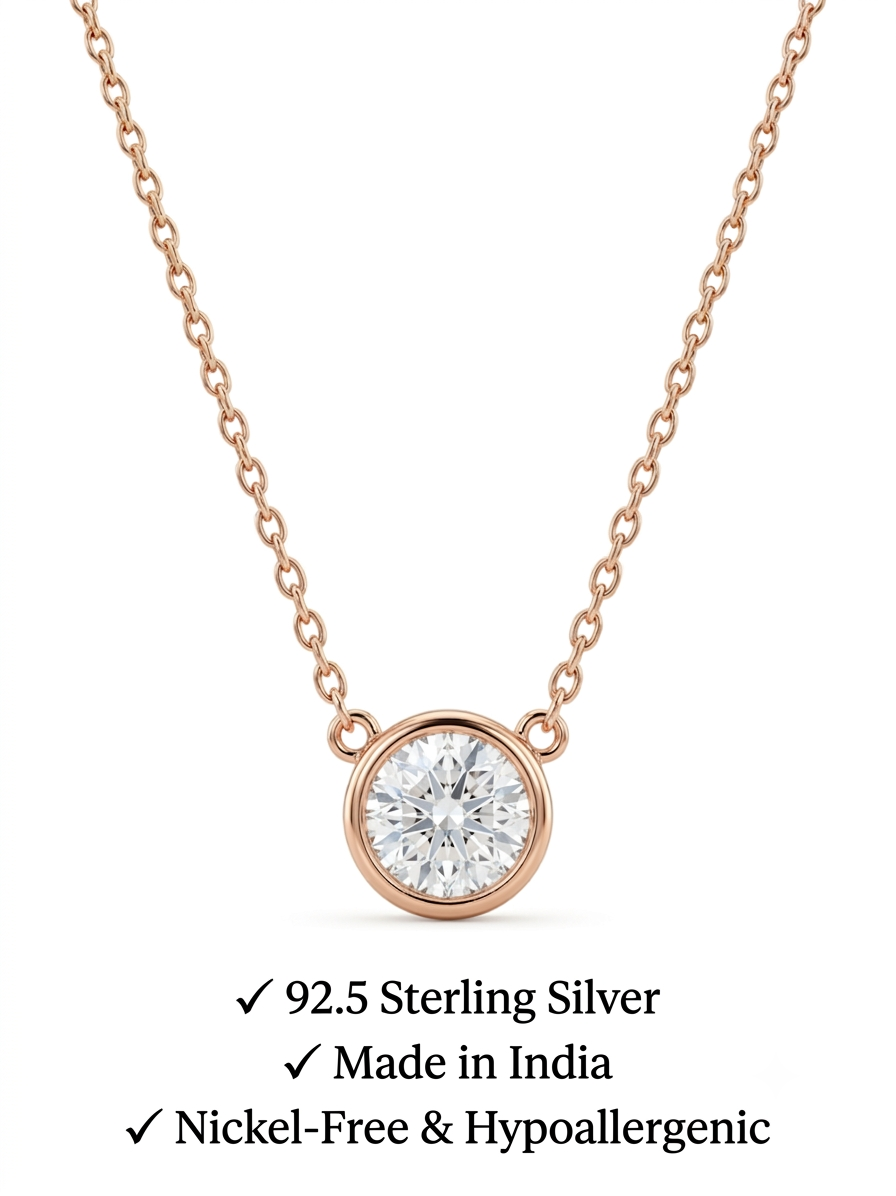 925 Sterling Silver Radiant Luxe Solitaire Necklace for Women
