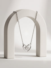 925 Sterling Silver Silver Bloom Heart Necklace for Women