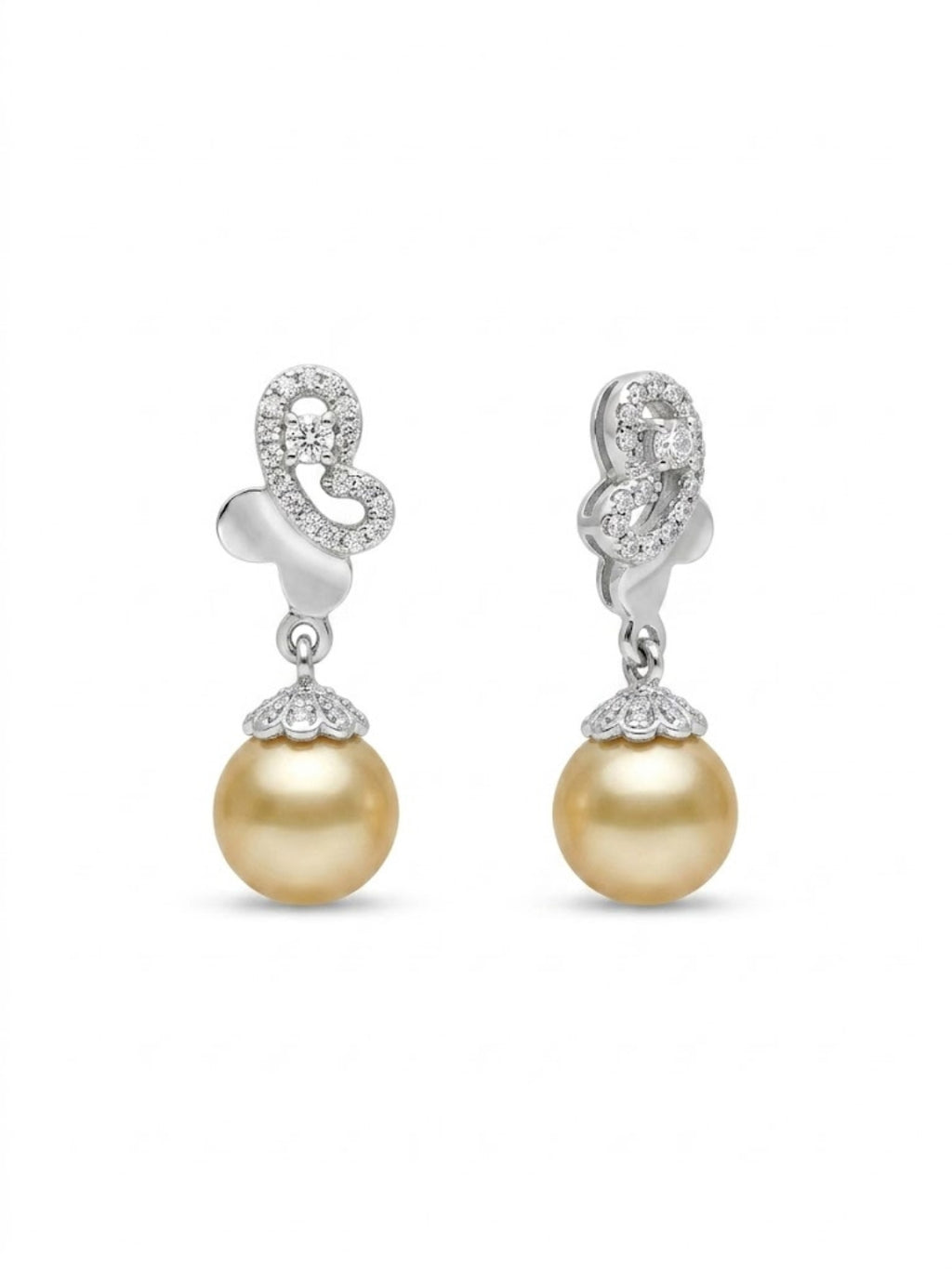 925 Silver Golden Pearl Drop Earrings for Women