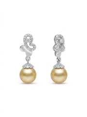 925 Silver Golden Pearl Drop Earrings for Women