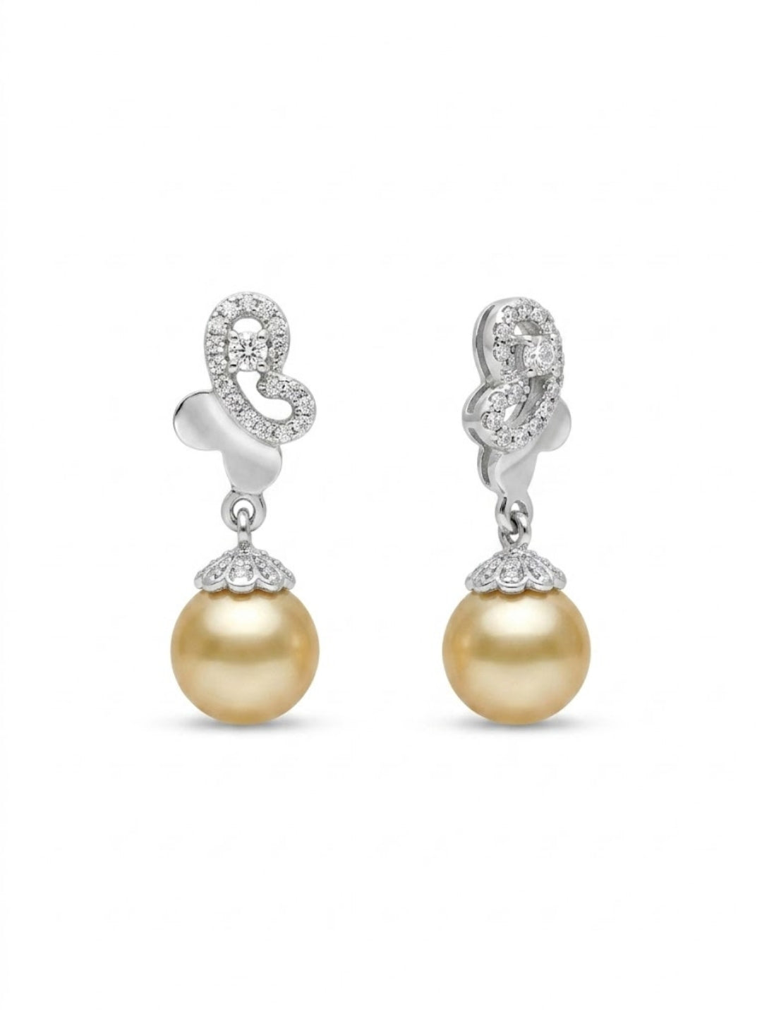 925 Silver Golden Pearl Drop Earrings for Women