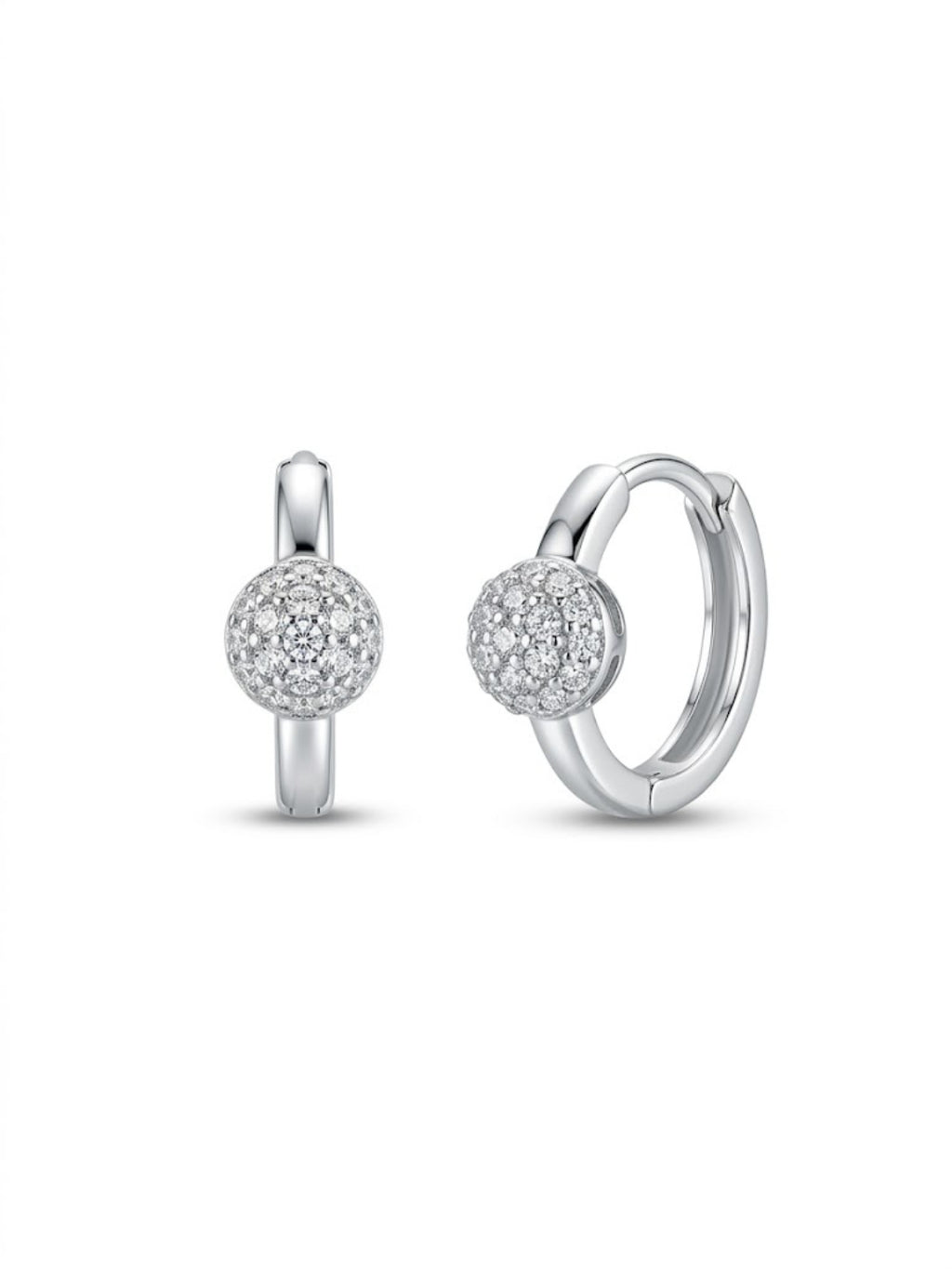 925 Silver Sparkle Ball Hoop Earrings for Women